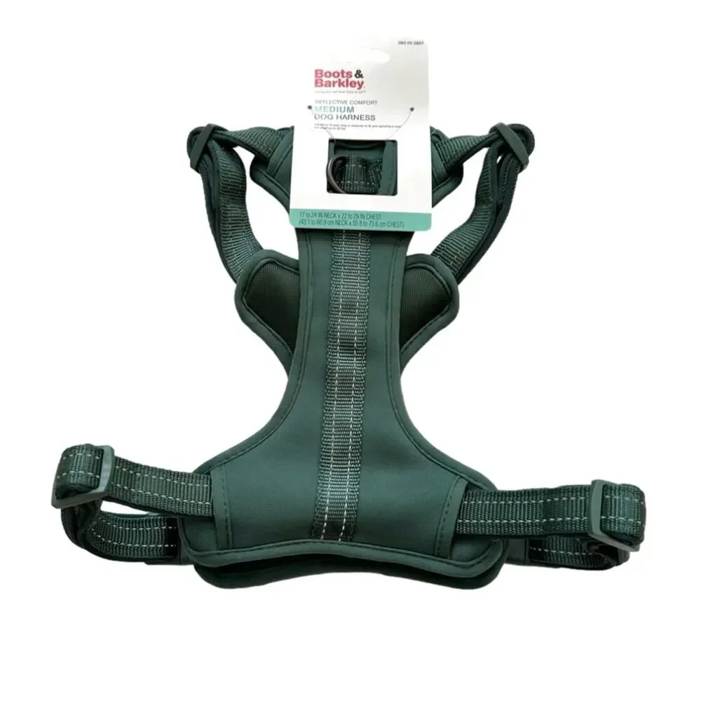 Boots & Barkley Dog Harness Reflective Comfort Green Size Medium Up To 50 Pounds